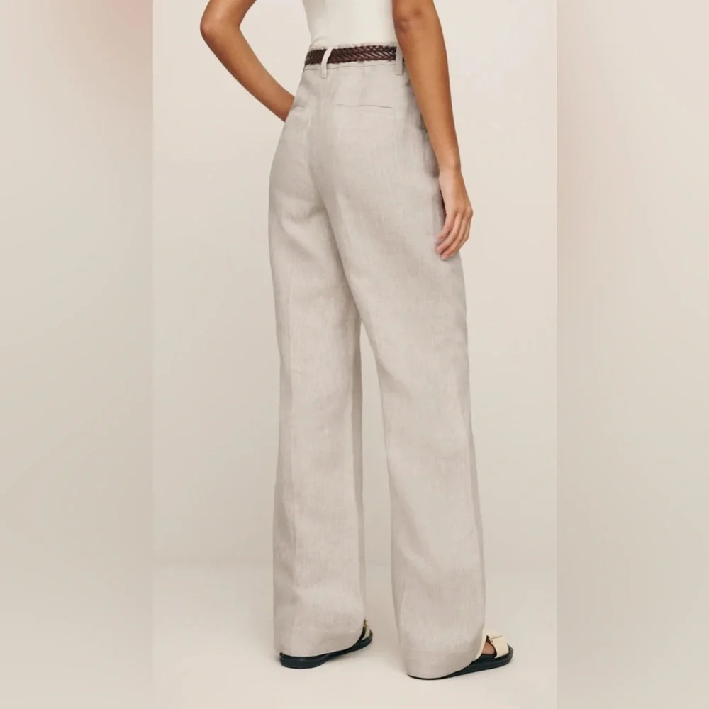 Reformation Alex Linen Mid Rise Pant, Size 6